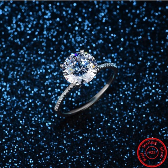 Solid 925 Sterling Silver 3Ct Diamond Ring - Picture 3 of 16